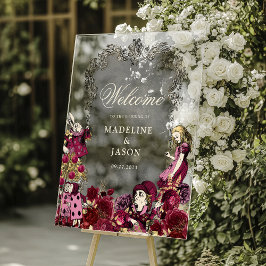 ヴィンテージブルゴーニュ金ゴールドアリスinワンダーランド結婚ズ アクリルサイン