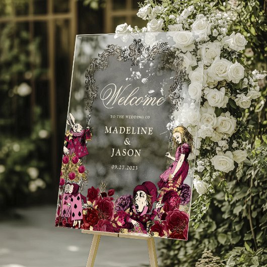 ヴィンテージブルゴーニュ金ゴールドアリスinワンダーランド結婚ズ アクリルサイン