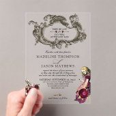 ヴィンテージブルゴーニュ金ゴールドアリスinワンダーランド結婚ズ アクリル招待状 (インサイチュ (ポータブル))
