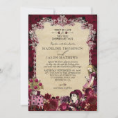 ヴィンテージブルゴーニュ金ゴールドアリスinワンダーランド結婚ズ 招待状