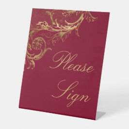 ヴィンテージブルゴーニュ金ゴールドダマスクお申し結婚込み 台座サイン