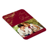 ヴィンテージブルゴーニュ金ゴールドダマスク写真デートを保存 マグネット (右側)