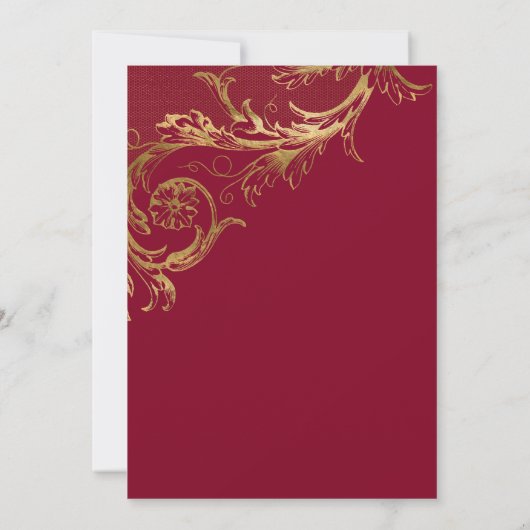 ヴィンテージブルゴーニュ金ゴールドダマスク婚約パーティ 招待状 (裏面)