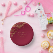 ヴィンテージブルゴーニュ金ゴールドフローラダマスクウェディング ペーパーボウル (パーティー)