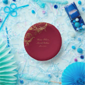 ヴィンテージブルゴーニュ金ゴールドフローラダマスクウェディング ペーパーボウル (パーティー)