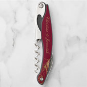 ヴィンテージブルゴーニュ金ゴールドフローラダマスク結婚スクリプト ソムリエナイフ (正面)