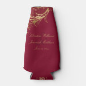 ヴィンテージブルゴーニュ金ゴールドフローラダマスク結婚スクリプト ボトルクーラー (正面)