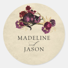 ヴィンテージブルゴーニュ金ゴールドフローラ結婚ネコ ラウンドシール