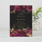 ヴィンテージブルゴーニュ金ゴールドフローラ結婚バラ 招待状 (スタンド正面)