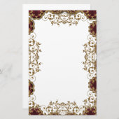 ヴィンテージブルゴーニュ金ゴールド結婚フィリグリー 便箋 (正面/裏面)