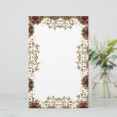 ヴィンテージブルゴーニュ金ゴールド結婚フィリグリー 便箋 (スタンド正面)