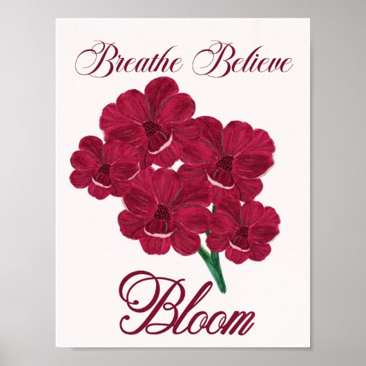 ヴィンテージブルゴーニュ・アネモン花模様 – 呼吸信じ, ポスター (正面)