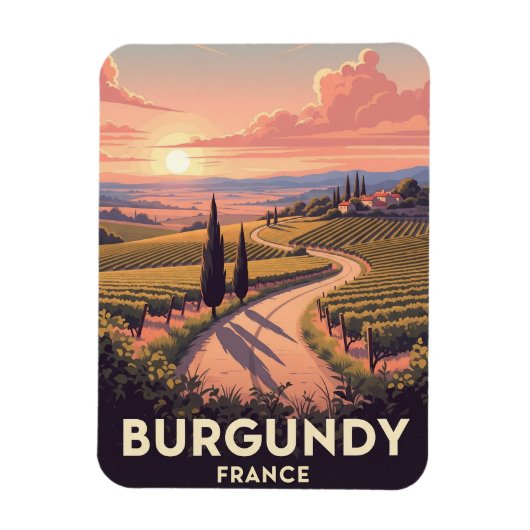 ヴィンテージブルゴーニュ・フランス旅行 マグネット (縦)