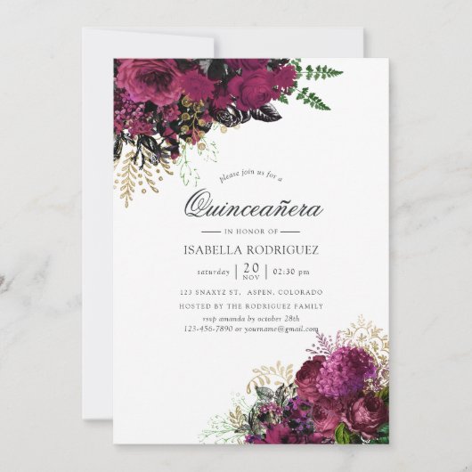 ヴィンテージブルゴーニュ – マルサラと金ゴールドキンセアニラ 招待状 (正面)