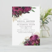 ヴィンテージブルゴーニュ – マルサラと金ゴールドブライダルシャワー 招待状 (スタンド正面)