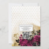 ヴィンテージブルゴーニュ – マルサラ&金ゴールドQRコード結婚ズ 招待状 (裏面)