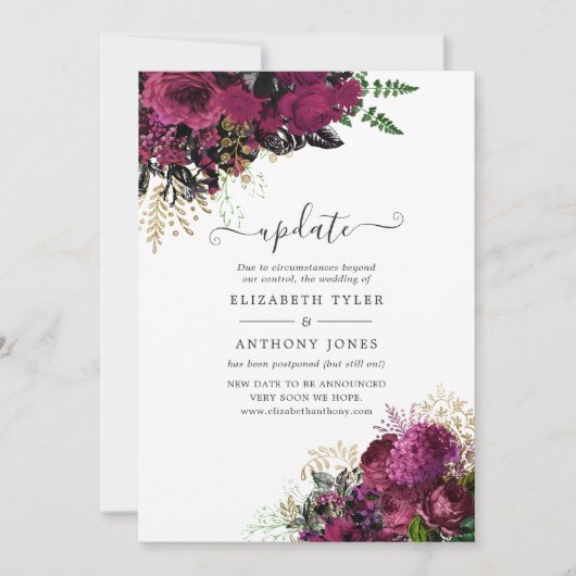 ヴィンテージブルゴーニュ – Marsalaと金ゴールドの結婚アップデート 招待状 (正面)