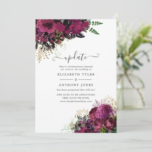 ヴィンテージブルゴーニュ – Marsalaと金ゴールドの結婚アップデート 招待状 (スタンド正面)