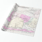 ヴィンテージブルックヘブンとファイアアイランドのNYの地図(1873) ラッピングペーパー (アンロールド)