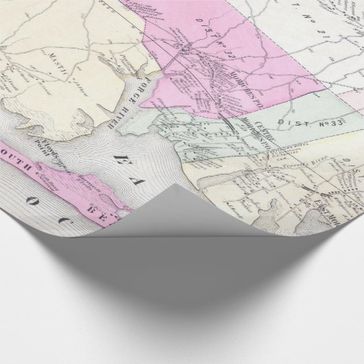 ヴィンテージブルックヘブンとファイアアイランドのNYの地図(1873) ラッピングペーパー (コーナー)