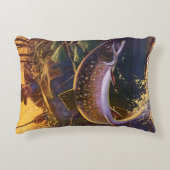 ヴィンテージブルックマス魚フィッシャーマンスポーツ魚釣り アクセントクッション (正面)