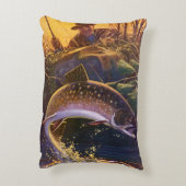 ヴィンテージブルックマス魚フィッシャーマンスポーツ魚釣り アクセントクッション (裏面(縦))