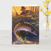 ヴィンテージブルックマス魚フィッシャーマンスポーツ魚釣り カード (黄色い花)