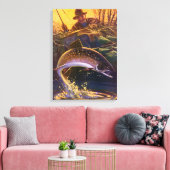 ヴィンテージブルックマス魚フィッシャーマンスポーツ魚釣り キャンバスプリント (インサイチュ (リビング))