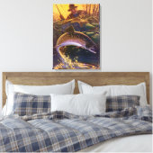 ヴィンテージブルックマス魚フィッシャーマンスポーツ魚釣り キャンバスプリント (インサイチュ (寝室))