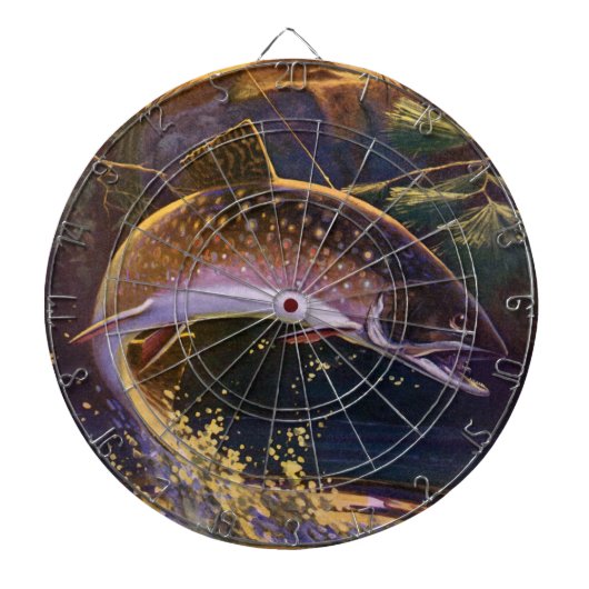 ヴィンテージブルックマス魚フィッシャーマンスポーツ魚釣り ダーツボード (正面)