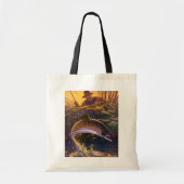 ヴィンテージブルックマス魚フィッシャーマンスポーツ魚釣り トートバッグ (正面)