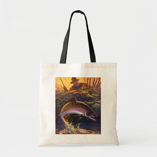 ヴィンテージブルックマス魚フィッシャーマンスポーツ魚釣り トートバッグ (正面)
