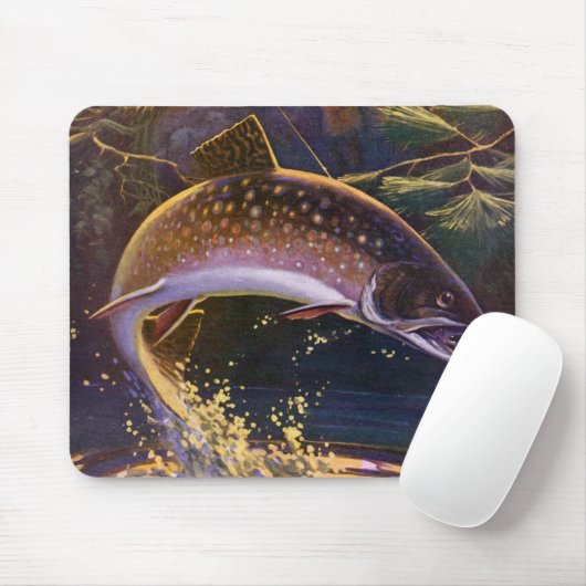 ヴィンテージブルックマス魚フィッシャーマンスポーツ魚釣り マウスパッド (マウス)