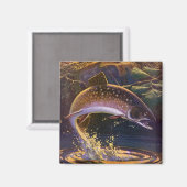 ヴィンテージブルックマス魚フィッシャーマンスポーツ魚釣り マグネット (正面/裏面)