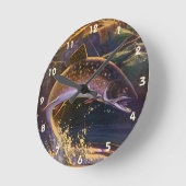 ヴィンテージブルックマス魚フィッシャーマンスポーツ魚釣り ラウンド壁時計 (傾斜)