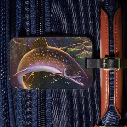 ヴィンテージブルックマス魚フィッシャーマンスポーツ魚釣り ラゲッジタグ (正面インサイチュ4)