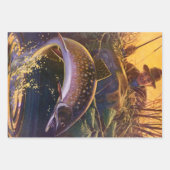 ヴィンテージブルックマス魚フィッシャーマンスポーツ魚釣り ラッピングペーパーシート (正面2)