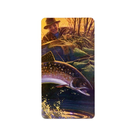 ヴィンテージブルックマス魚フィッシャーマンスポーツ魚釣り ラベル (正面)