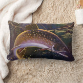 ヴィンテージブルックマス魚フィッシャーマンスポーツ魚釣り ランバークッション (ブランケット)