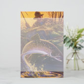 ヴィンテージブルックマス魚フィッシャーマンスポーツ魚釣り 便箋 (スタンド正面)
