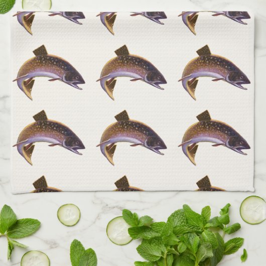 ヴィンテージブルックマス魚,スポーツ魚釣り漁師 キッチンタオル (折り畳み)