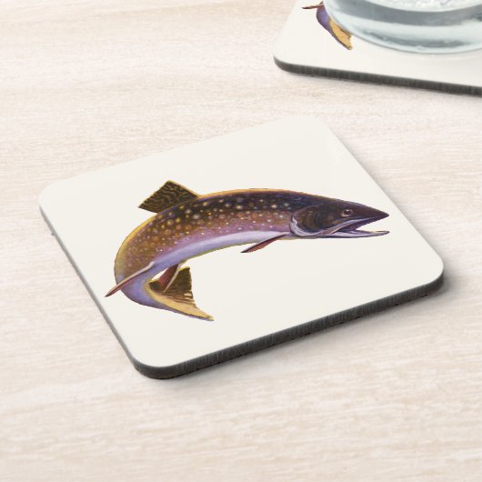 ヴィンテージブルックマス魚,スポーツ魚釣り漁師 コースター (左側)