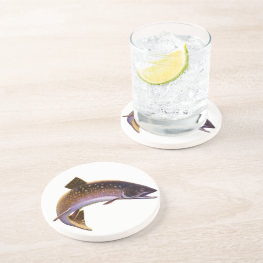 ヴィンテージブルックマス魚,スポーツ魚釣り漁師 コースター (側面)