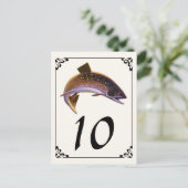 ヴィンテージブルックマス魚，スポーツ魚釣り漁師 ポストカード (スタンド正面)