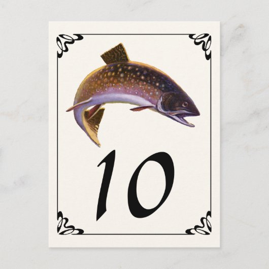 ヴィンテージブルックマス魚，スポーツ魚釣り漁師 ポストカード (正面)