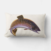 ヴィンテージブルックマス魚，スポーツ魚釣り漁師 ランバークッション (正面)