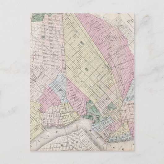 ヴィンテージブルックリンの地図(1873年) ポストカード (正面)