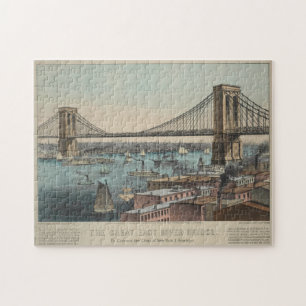 ヴィンテージブルックリンブリッジイラストレーション(1872) ジグソーパズル