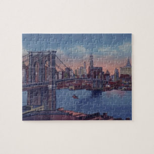 ヴィンテージブルックリンブリッジ絵画アート ジグソーパズル