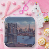 ヴィンテージブルックリンブリッジ絵画アート ペーパープレート (パーティー)